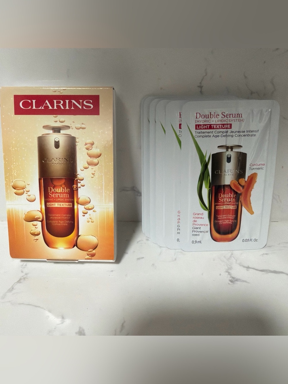 Clarins Double Serum Light Texture Pack - Orange and Gold Accents